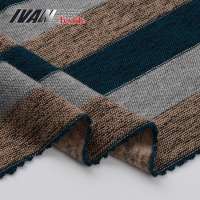 Garment material printed brushed polyester rayon spandex yarn dyed stripe loose knit fabric